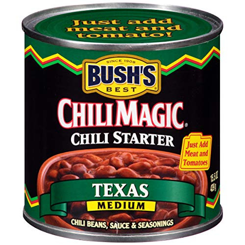 BUSH'S BEST Canned Texas Recipe Chili Magic Chili Beans Starter -Pack of 12-, Source of Plant Based Protein and Fiber, Low Fat, Gluten Free, 15.5 oz