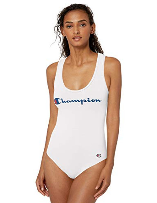 Champion Women's Everyday Tank TOP Bodysuit, White, 2X Large