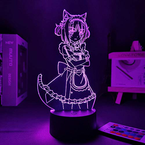 Anime Figure Nekopara Azuki Led Night Light for Bedroom Decoration Birthday Gifts Light Mange Room 3D Lamp Anime Nekopara,Touch Control