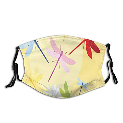 Flower Field in Spring Season with Chamomiles and Sun Figure On The Back Graphic?Dustproof Windproof Face Mask,Reusable,Washable Cloth,Face Cover,Cover for Dust Men Women