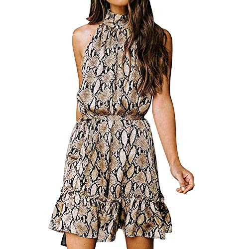 Bohemian Summer Dress for Women Halter Bright Pattern Sleeveless Bandage Above-Knee Ruffle Mini Dress Fashion Casual Daily Skirt Yellow Bohemian Summer Dress for Women Halter Bright Pattern Sleeveless Bandage Above-Knee Ruffle Mini Dress Fashion Casual Daily Skirt Yellow