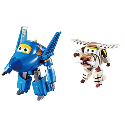 Super Wings - Transforming Jerome Toy Figure - Plane - Bot - 5 Scale  and  Wings - Transforming Bello Toy Figure - Plane - Bot - 5 Scale