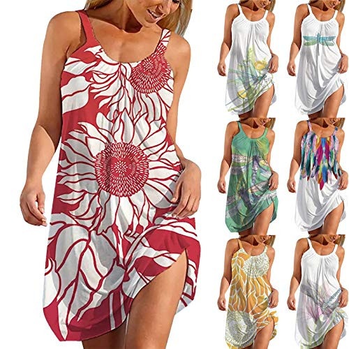 Summer Dresses for Women Beach Mini Tank Dress Casual Sundress Sleeveless American Flag Patriotic Boho Swing Dress