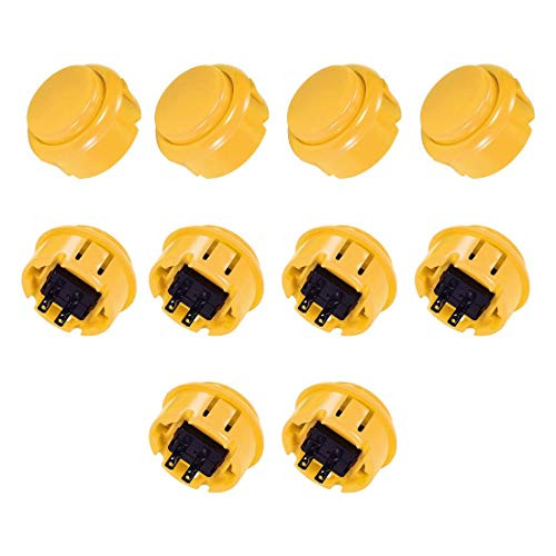 YeVhear 30mm Momentary Game Push Button Switch Mounting Hole for Arcade Video Games Yellow 10pcs