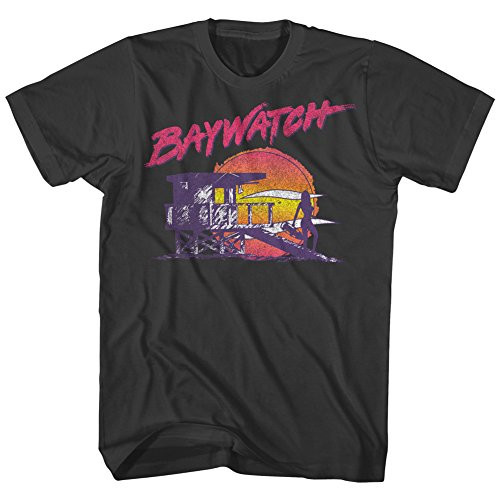 Baywatch 90's Drama Beach Patrol Lifeguard Nightwatch Adult T-Shirt Tee Black