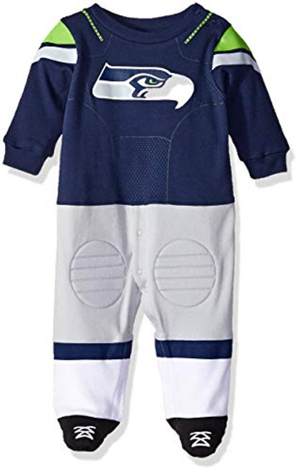 NFL Seattle Seahawks Unisex-Baby Footysuit Coverall, Blue, 0-3 Months
