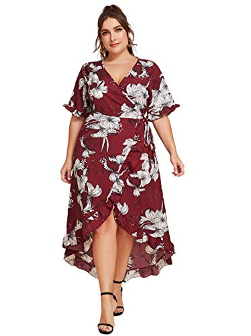 Milumia Plus Belted Asymmetrical High Low Bohemian Empire Waist Maxi Dress Red Large Plus Milumia Plus Belted Asymmetrical High Low Bohemian Empire Waist Maxi Dress Red Large Plus