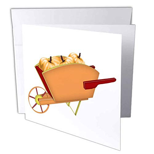 3dRose Anne Marie Baugh - Illustrations - Wheel Barrow Full of Pumpkins Illustration - 6 Greeting Cards with envelopes -gc-317965-1-