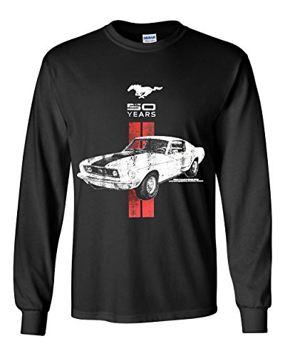 Ford Mustang 50 Years Long Sleeve T-Shirt GT Boss 302 Shelby Cobra Tee Black XL