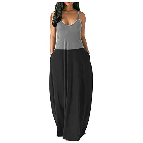 GGOGO Womens Beach Pullover Summer Maxi Boho Sundress Fashion Ladies Deep V-Neck Strapless Loose Long Slip Dress?Gray?M? GGOGO Womens Beach Pullover Summer Maxi Boho Sundress Fashion Ladies Deep V-Neck Strapless Loose Long Slip Dress?Gray?M?
