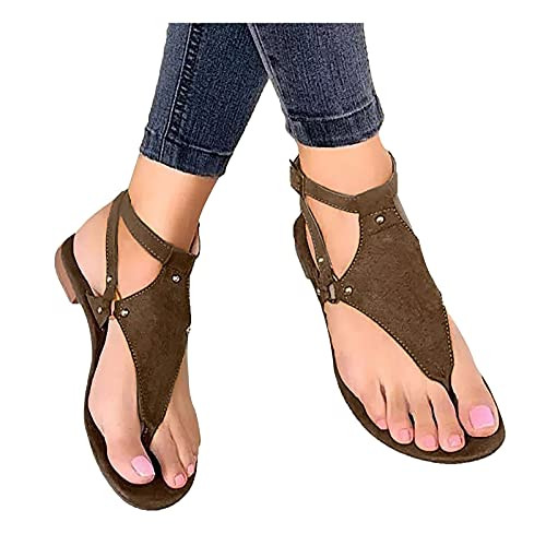 cooki Sandals for Women, Womens Casual Summer Buckle Strap Flat Sandals Beach Sandals Open Toe Black Ladies Sandals