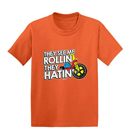 Haase Unlimited They See Me Rollin They Hatin' - Funny Infant/Toddler Cotton Jersey T-Shirt -Orange, 4T-