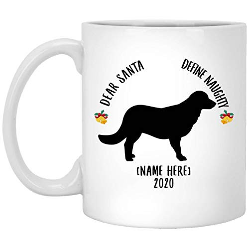 Funny Personalized Name Flat Coated Retriever Silhouette Dear Santa Define Naughty Christmas 2020 Coffee Mug White 11 Oz