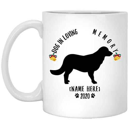 Funny Personalized Name Flat Coated Retriever Silhouette In Loving Memory Christmas 2020 Coffee Mug White 11 Oz
