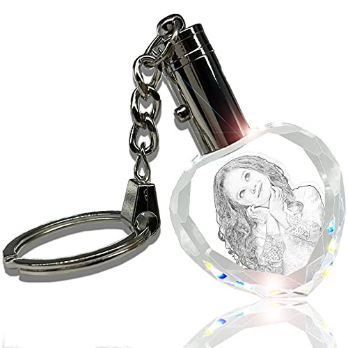Crystal Keychain Photo Lighted Custom Picture Key chain,Heart