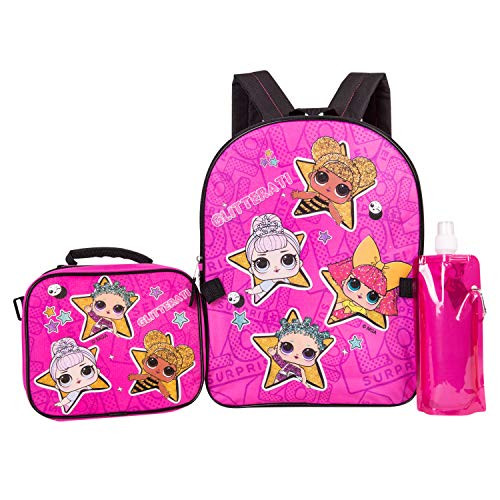 L.O.L. Surprise Backpack Combo Set - Girls' 4 Piece Backpack Set - L.O.L. Surprise Backpack & Lunch Kit (Hot Pink)