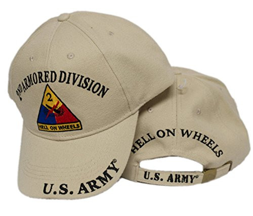 U.S Army 2nd Armored Division Hell On Wheels Licensed Embroidered Cap Hat Beige