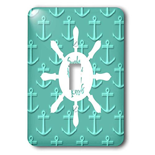 3dRose Russ Billington Tile Designs- Nautical Whimsy - Sandy Hair- Nautical Anchors and Ships Wheel Design- not embossed - single toggle switch -lsp-311164-1-