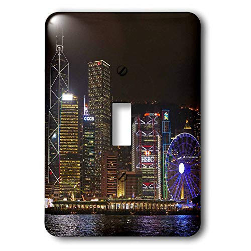 3dRose Danita Delimont - Hong Kong - Victoria Harbor, skyscrapers, Hong Kong Observation Wheel, Hong Kong. - single toggle switch -lsp-312676-1-