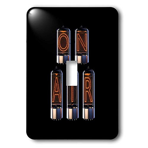 3dRose On Air on black. Vacuum tube decorated text of orange. - Light Switch Covers -lsp-339924-1-