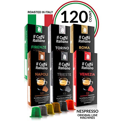Il Café Italiano Coffee | Capsules Compatible with Nespresso OriginalLine | Certified Genuine Tour DItalia Variety Pack | 120 Espresso Pods | Roasted in Messina, Italy | Happiness Guaranteed Il Café Italiano Coffee | Capsules Compatible with Nespresso OriginalLine | Certified Genuine Tour DItalia Variety Pack | 120 Espresso Pods | Roasted in Messina, Italy | Happiness Guaranteed