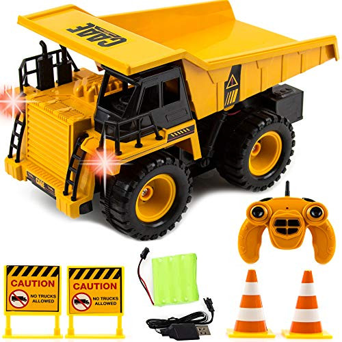 Toysery Remote Control Dump Truck for Kids | Full Functional RC Construction Tractor | Engineering Excavator Toy for Kids
