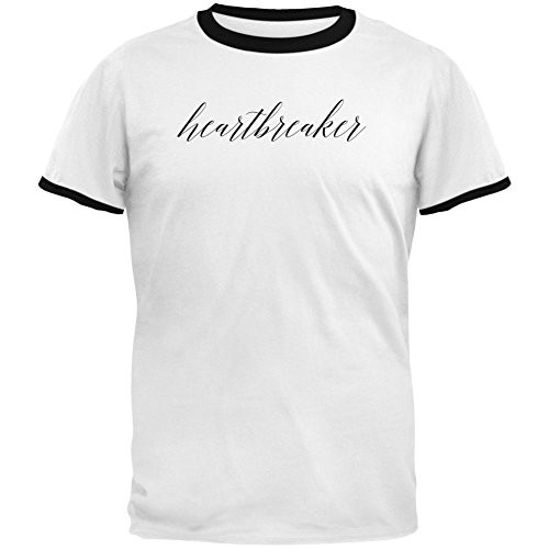 Old Glory Heartbreaker Black Script Mens Ringer T Shirt White-Black 2XL