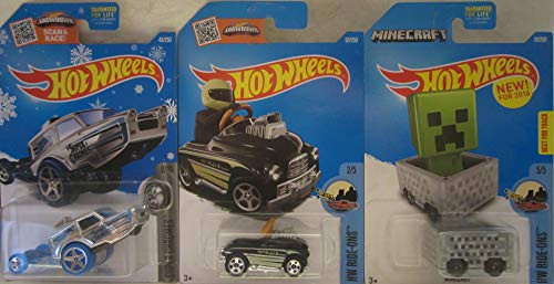 Hot Wheels Snowflakes Exclusive HW Poppa Wheelie, Pedal Driver  and  Minecart Die Cast 1/64 Scale 3 Car Bundle