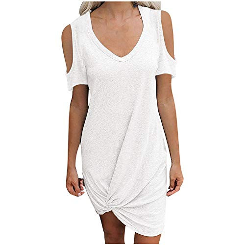 LONGZUVS Dresses for Women Casual Women Fashion O-Neck Strapless Solid Short Sleeve Dress Casual Loose Dress Summer Women Long Dresses White LONGZUVS Dresses for Women Casual Women Fashion O-Neck Strapless Solid Short Sleeve Dress Casual Loose Dress Summer Women Long Dresses White