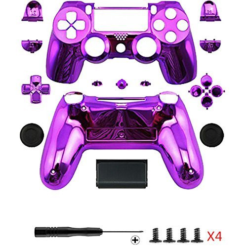 Gotor® Replacement Parts Full PS4 Controller Housing Shell Protective Case Button Kit for PlayStation4 DUALSHOCK 4 Controller Electroplating Purple