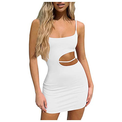 LOSTOX Women Dresses Summer Fashion Tops Ladies Summer Sling Dress Sexy Slim Waistless Mini Bag Hip Skirt White