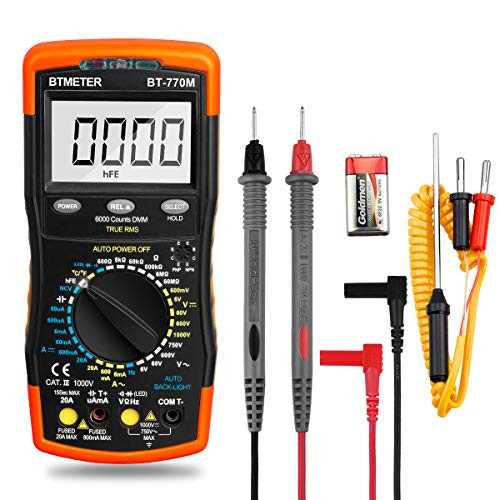 BTMETER BT-770M Auto Manual Ranging Optional True RMS Multimeter Tester Digital Avometer Voltmeter for AC DC Amp Ohm Volt Capacitance Voltage Current with Thermocouple for Automotive Electric Meter