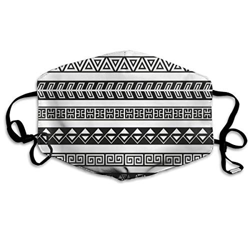 Reusable Face Shield Mouth Scraf Tribal Ethnic Borders Native American Ancient Geometric Folkloric Figures