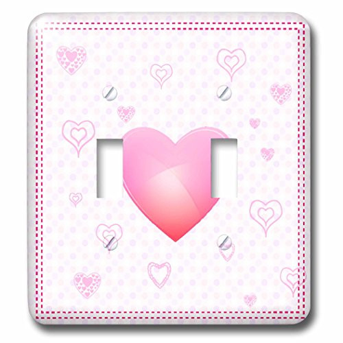 3dRose lsp_125044_2 Pink Hearts and Polka Dots Pattern Double Toggle Switch
