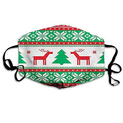 Funny Activated Carbon mask,Knit Style Graphic Reindeer Figure Star Snowflake Holiday,Printed Facial decorations for men women