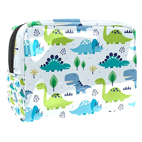 Cosmetic Case Organizer Green Blue Dinosaur Travel Makeup Bag Compact Makeup Case Waterproof Toiletry Bag for Women Girls 7.3x3x5.1in Cosmetic Case Organizer Green Blue Dinosaur Travel Makeup Bag Compact Makeup Case Waterproof Toiletry Bag for Women Girls 7.3x3x5.1in