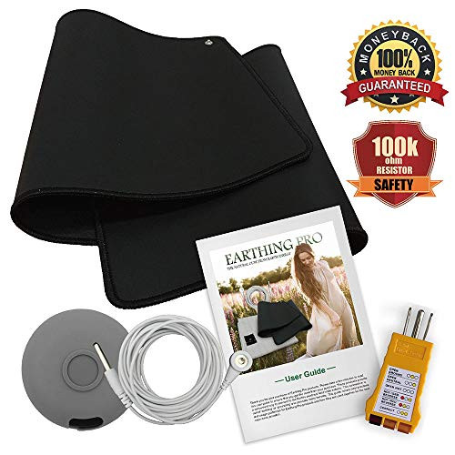 Earthing & Grounding Desk Mat 9.8"x 25.6" with Grounding Cord, Socket Tester & Cord Organizer - Energy Balance, Improve Health & EMF Protection 