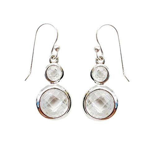 925 Solid Sterling Silver Dangling Snowman Circle Cubic Zirconia Earrings - CZ Round Dangle Jewelry