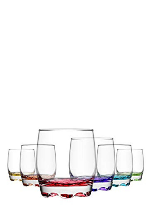 LAV Colored Drinking Glasses 6-Piece - Colored Glassware Set - 9.75 oz Drinking Glasses Set of 6 - Colored Glass Tumblers - Colorful Drinking Glasses for Water Glasses, Drinking Glass Set