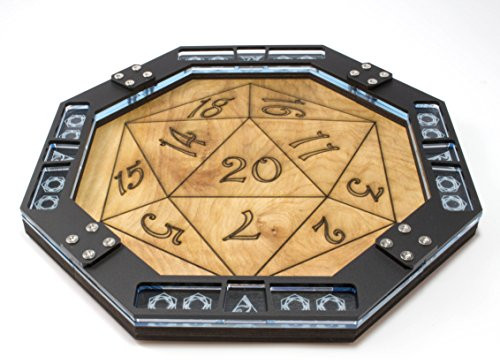 Dice Tray~Wood with Laser Etched D20 Design for Games, Gaming ~ C4Labs