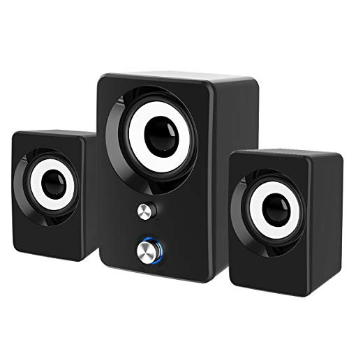 Computer Speakers 2.1, Maboo 3.5mm Jack PC Speakers Wired with Subwoofer, USB Powered Multimedia 2.1 Channel for Desktop, Windows, Laptop, Tablets, Smartphone, PC Black -Speaker 2.1-