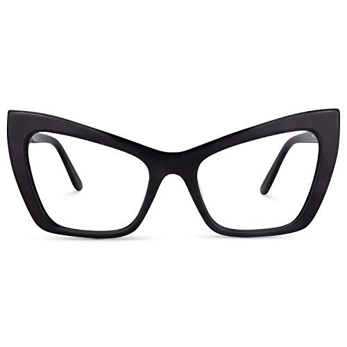 Zeelool Women's Stylish Cat Eye Glasses Frame with Non-prescription Clear Lens Driscoll ZOA02040-01 Black