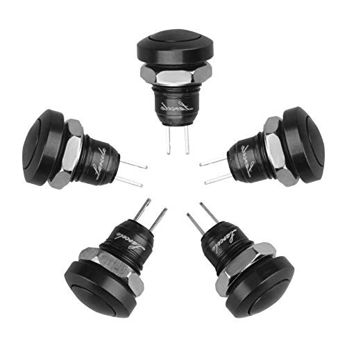 Larcele 8mm Mini Push Button Switch Waterproof Momentary Metal DIY Switch JSANKG-16,5 Pieces-Black-