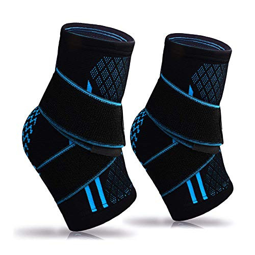 Plantar Fasciitis Socks, Ankle Brace for Women  and  Men, Compression Ankle Brace Sleeve with Arch Support for Eases Swelling Achilles Tendonitis Heel Spurs Swelling Foot Pain Relief -Black-Pair-