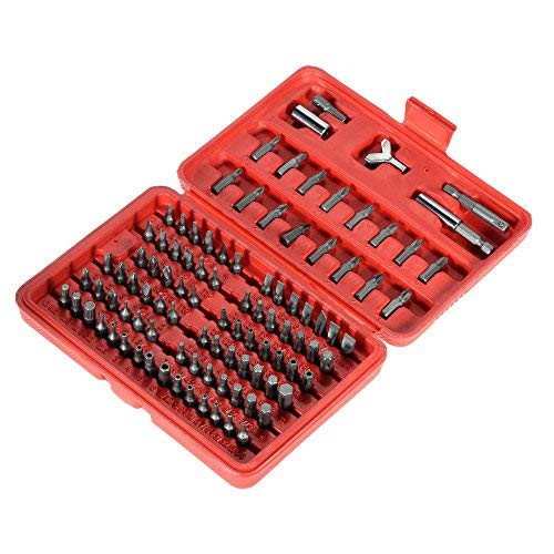 HOHXEN 100 Piece Tamper Security Bit Set Metric and SAE Standard,1/4'' Hex Bit Set with Storage Case