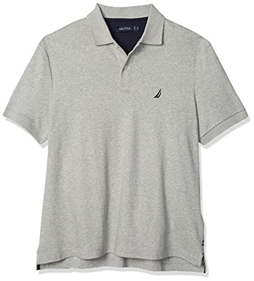 Nautica Men's Classic Fit Short Sleeve Solid Soft Cotton Polo Shirt, Grey Heather, 3X-Large