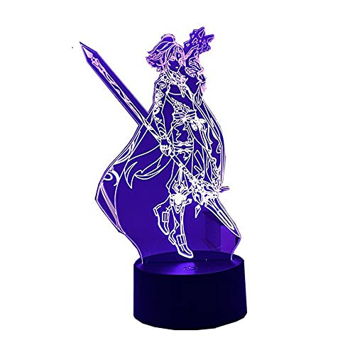 3D Night Light led lamp for Kids,Genshin Impact 3D LED Atmosphere Illusion Sunset Lamp Hot Anime Figure Game Night Light for Indoor Bedroom Decor Indie Kid Birthday Gift