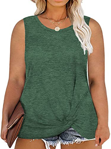 DOLNINE Womens Summer Plus Size Tank Tops Sleeveless Workout Shirts Green-14W