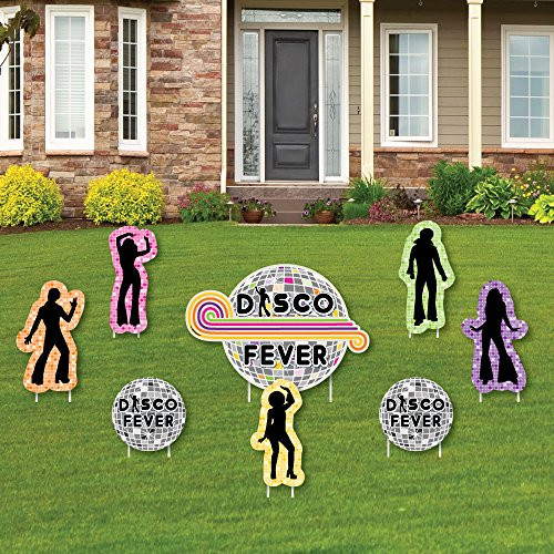 70's Disco - Yard Sign & Outdoor Lawn Decorations - 1970's Disco Fever Yard Signs - Set of 8