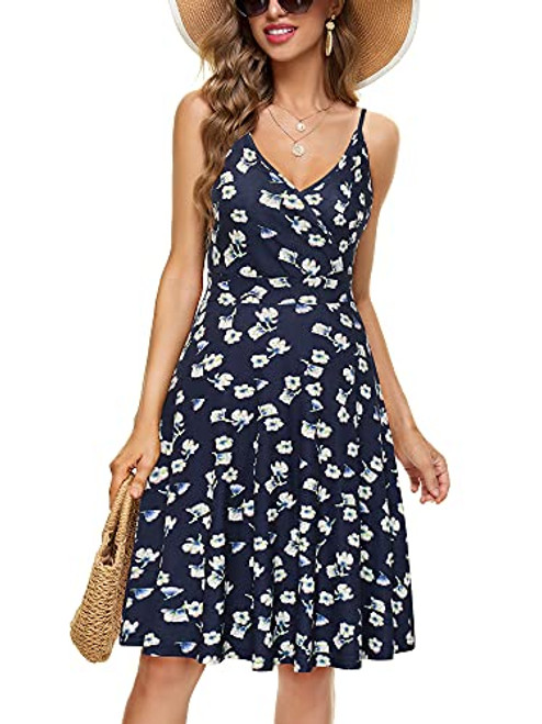MSBASIC Wrap Dress Summer Cute Skater Flowy Sundresses for Women Summer Floral-2 L MSBASIC Wrap Dress Summer Cute Skater Flowy Sundresses for Women Summer Floral-2 L